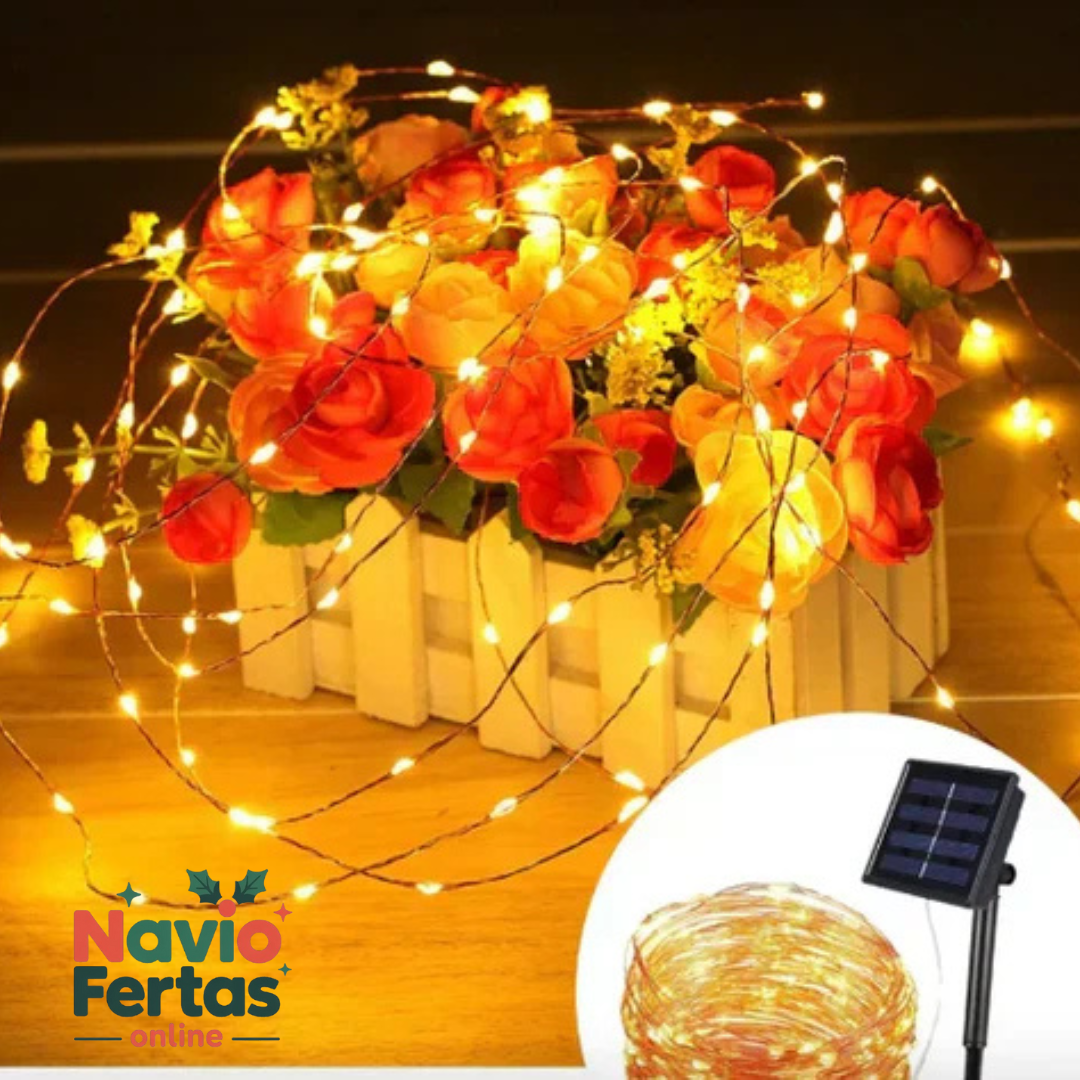 LUCES LED DECORATIVA CON PANEL SOLAR 25 METROS - DORADO