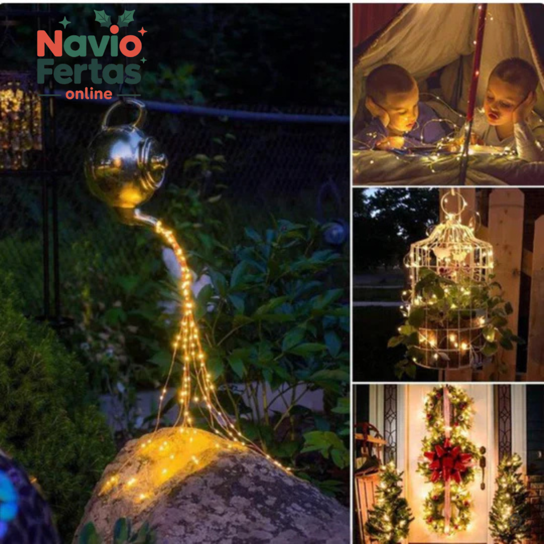 LUCES LED DECORATIVA CON PANEL SOLAR 25 METROS - DORADO