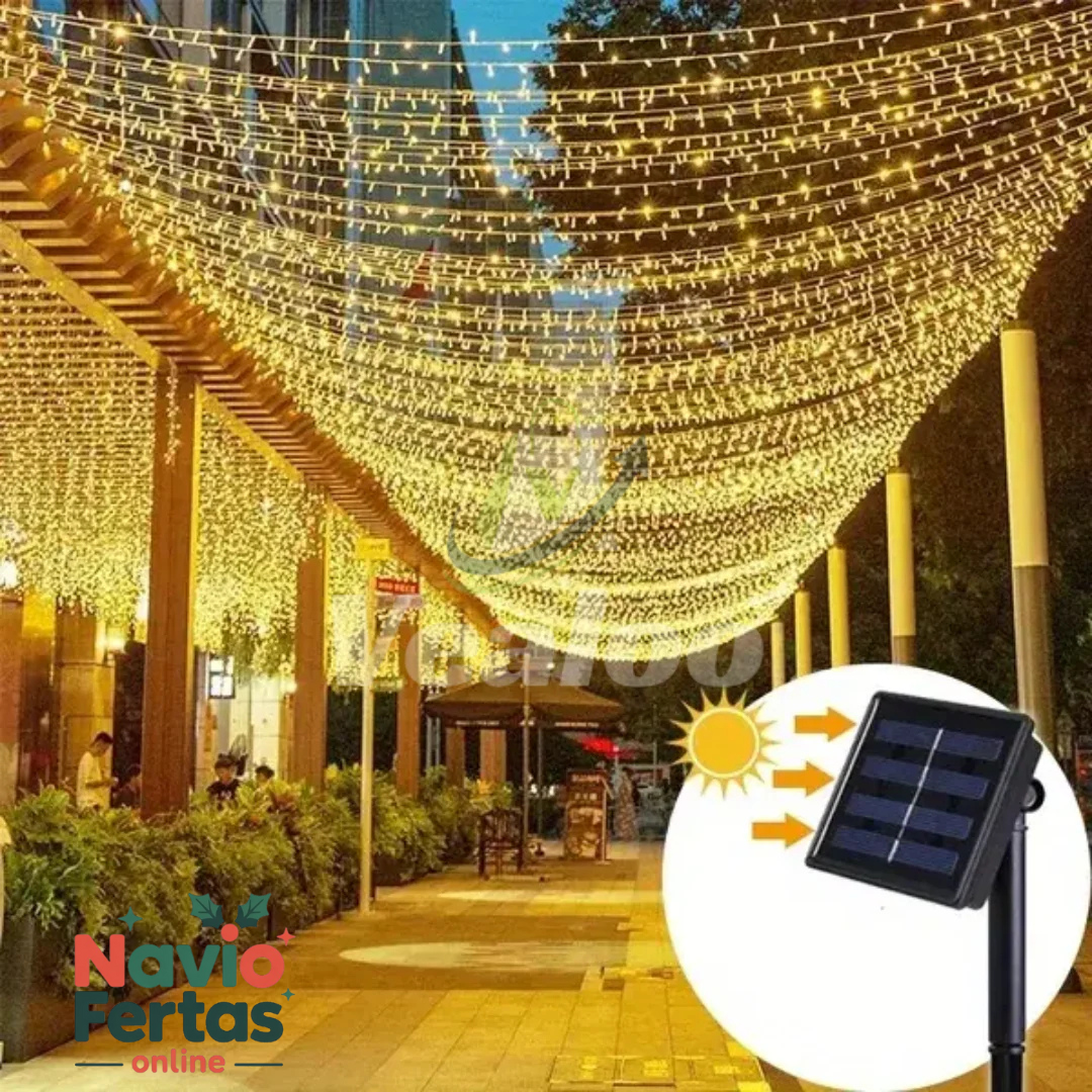 LUCES LED DECORATIVA CON PANEL SOLAR 25 METROS - DORADO