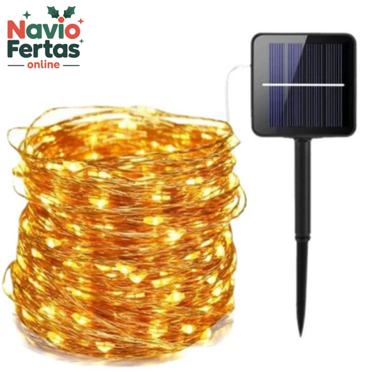 LUCES LED DECORATIVA CON PANEL SOLAR 25 METROS - DORADO