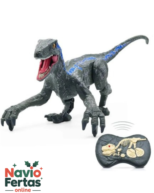 Dinosaurio Velociraptor de juguete a control remoto con movimiento realista y efectos de sonido | Azul