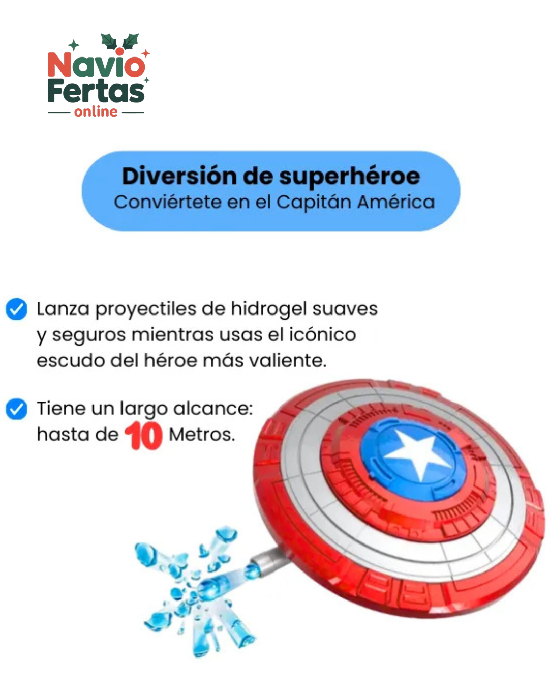 🔵 Escudo lanzador de Hidrogel del Capitán América ® 🛡️